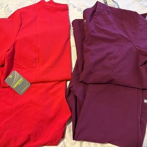 Maevn brand scrubs, red NWT. Both size large